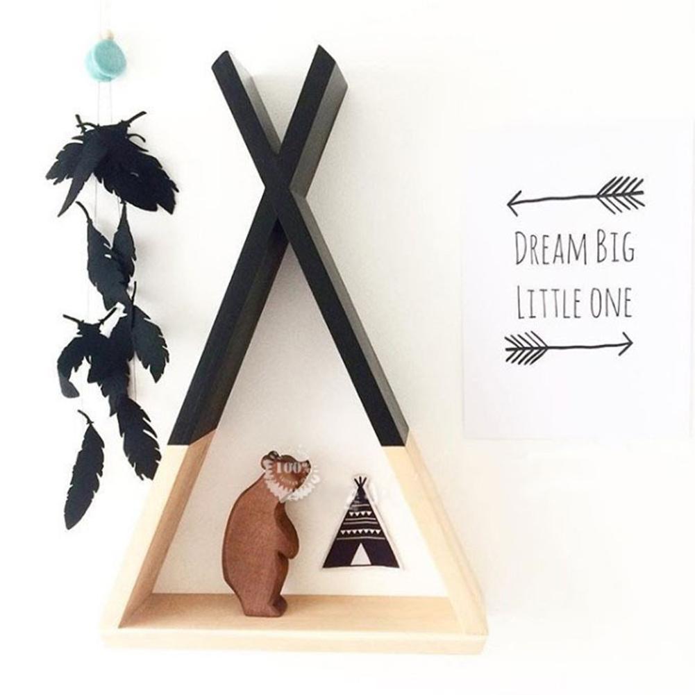 1Pc Living Room Wooden Triangle Storage Holder Rack Decor Wall Mounted Shelf For Kids Boy Girls Room Decor Home Decoration