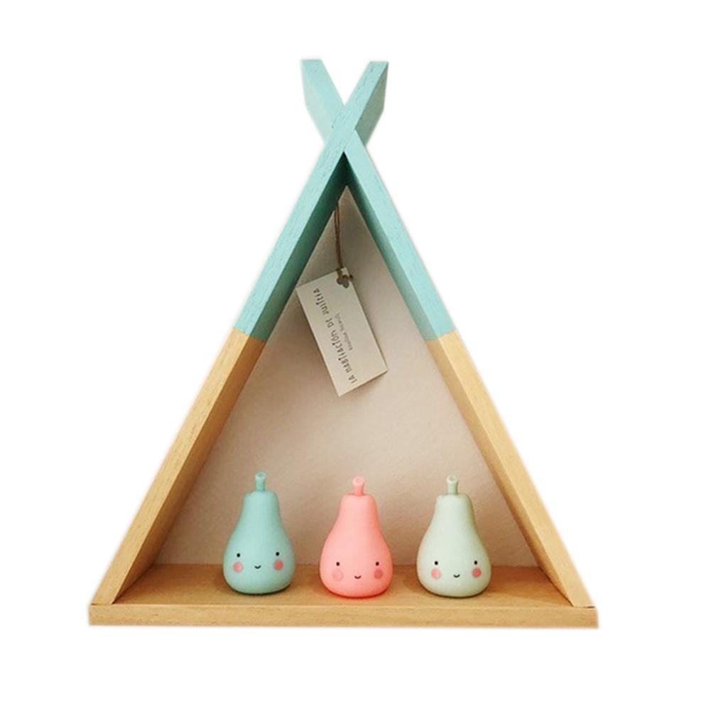 1Pc Living Room Wooden Triangle Storage Holder Rack Decor Wall Mounted Shelf For Kids Boy Girls Room Decor Home Decoration