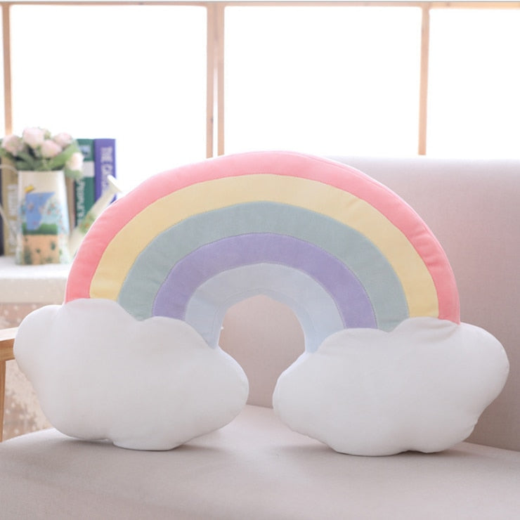 New Cute Sky Series Plush Toys Baby Sleeping Pillow Stuffed Moon Soft Shooting Star Rainbow Shell Cushion Room Decoration Gifts