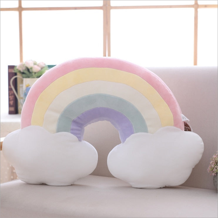 New Cute Sky Series Plush Toys Baby Sleeping Pillow Stuffed Moon Soft Shooting Star Rainbow Shell Cushion Room Decoration Gifts