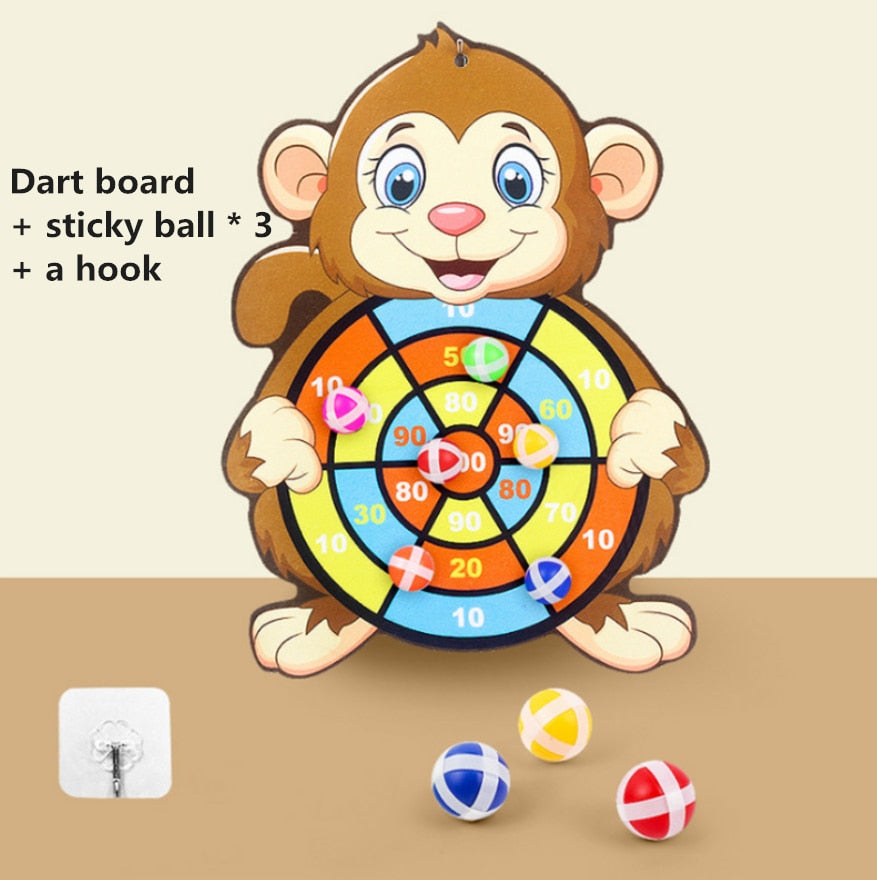 Children Cartoon Animal Dart Board with Sticky Balls