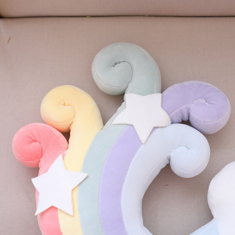 New Cute Sky Series Plush Toys Baby Sleeping Pillow Stuffed Moon Soft Shooting Star Rainbow Shell Cushion Room Decoration Gifts