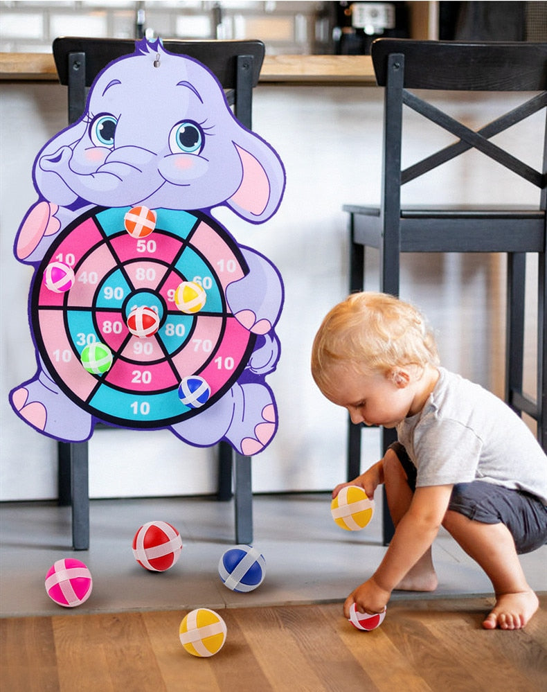 Children Cartoon Animal Dart Board with Sticky Balls