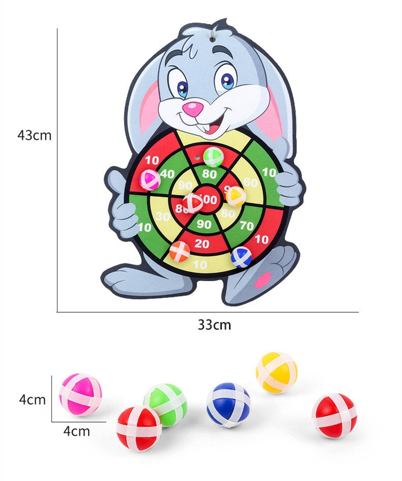 Children Cartoon Animal Dart Board with Sticky Balls