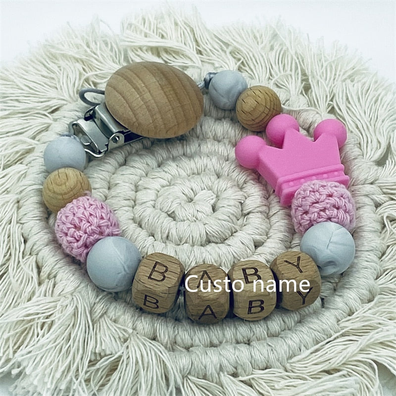 Wooden Pacifier Clips with Custom Name