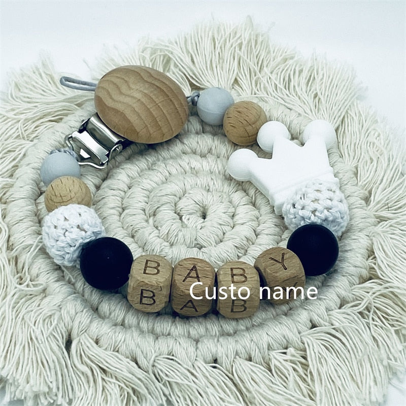 Wooden Pacifier Clips with Custom Name