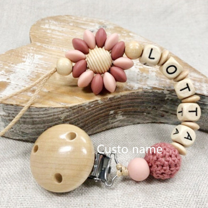 Wooden Pacifier Clips with Custom Name