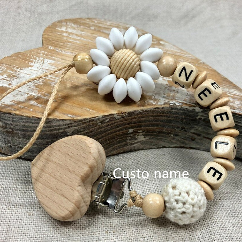 Wooden Pacifier Clips with Custom Name