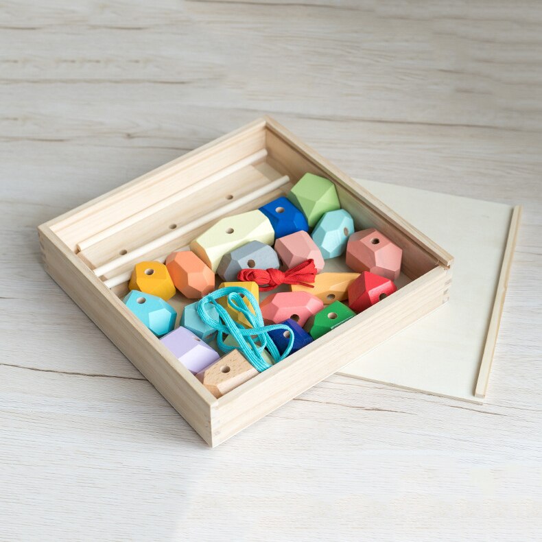 Wooden Building Block / Colored Stone