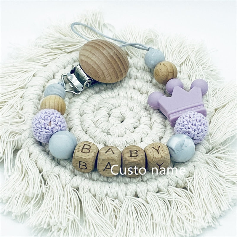 Wooden Pacifier Clips with Custom Name