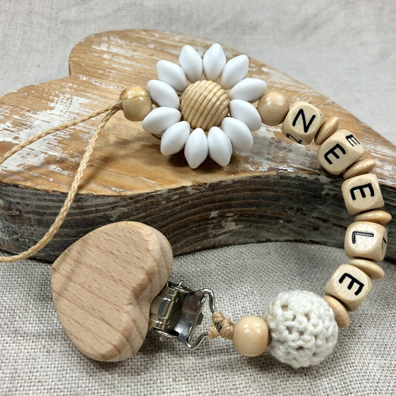 Wooden Pacifier Clips with Custom Name