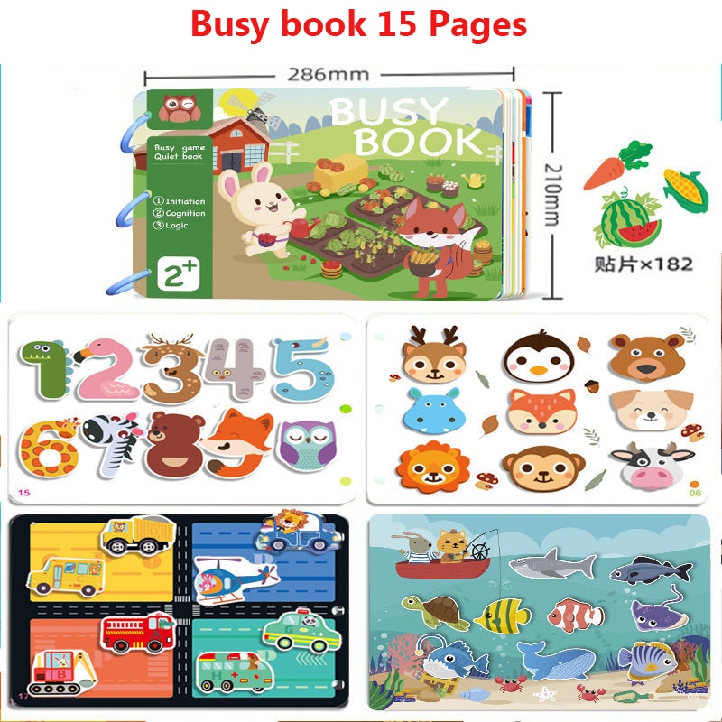 Montessori Baby Busy book my first Quiet Book Paste Early Learning Education Toy Children Toy Matching game for babies 2 3 years