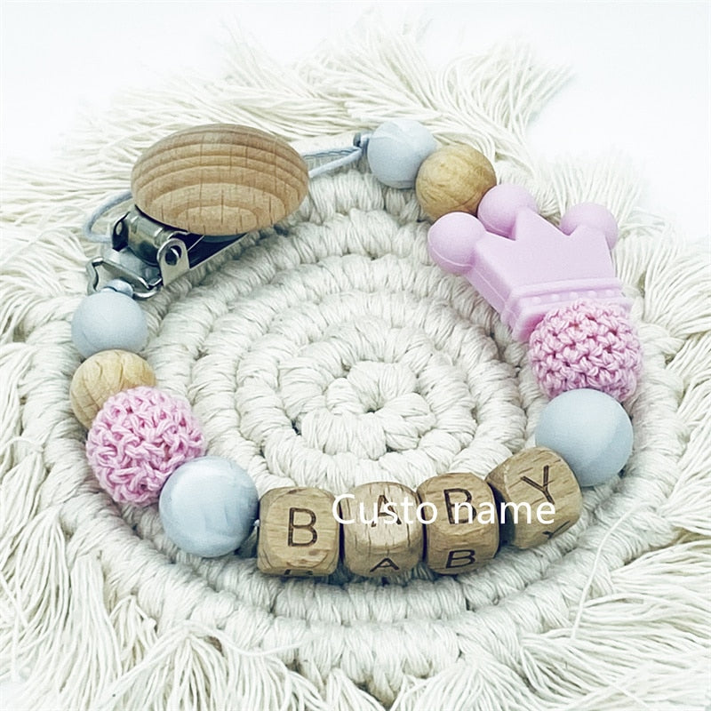 Wooden Pacifier Clips with Custom Name