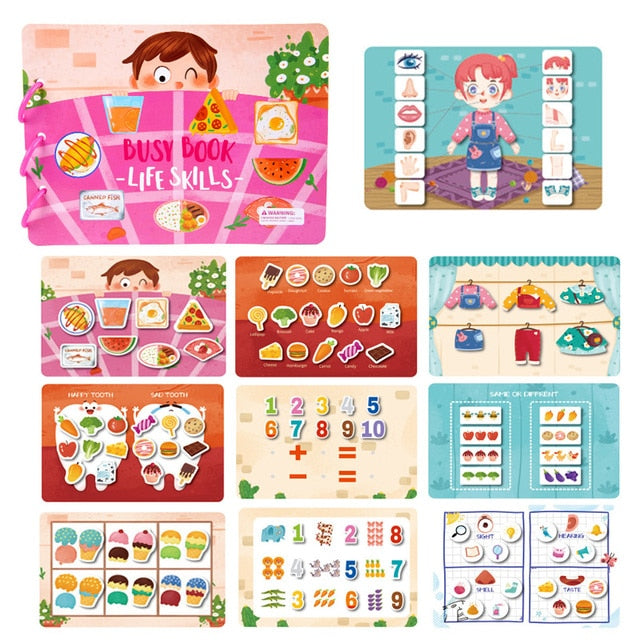 Montessori Baby Busy book my first Quiet Book Paste Early Learning Education Toy Children Toy Matching game for babies 2 3 years