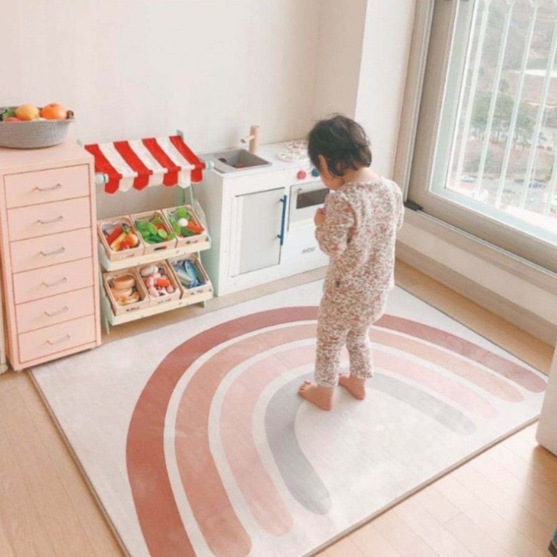 Simple Japanese Rainbow Baby Crawling Rug Cute Children Carpet Photography Props Bedroom Girl Decoration Cloakroom Floor Mat