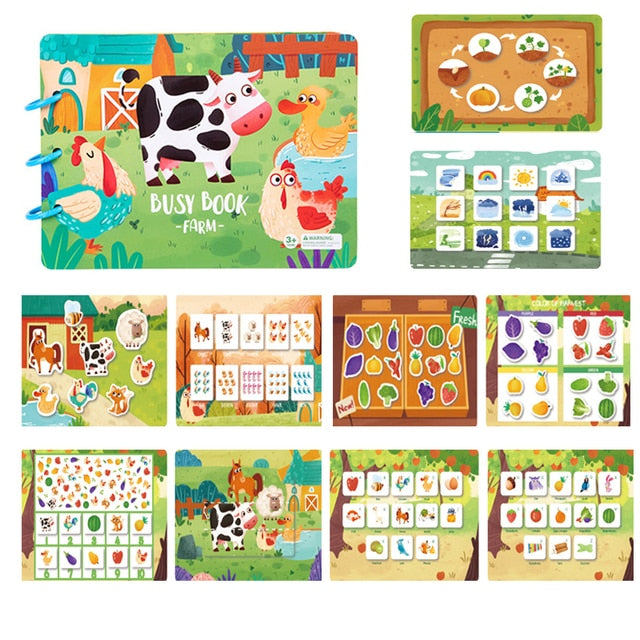 Montessori Baby Busy book my first Quiet Book Paste Early Learning Education Toy Children Toy Matching game for babies 2 3 years