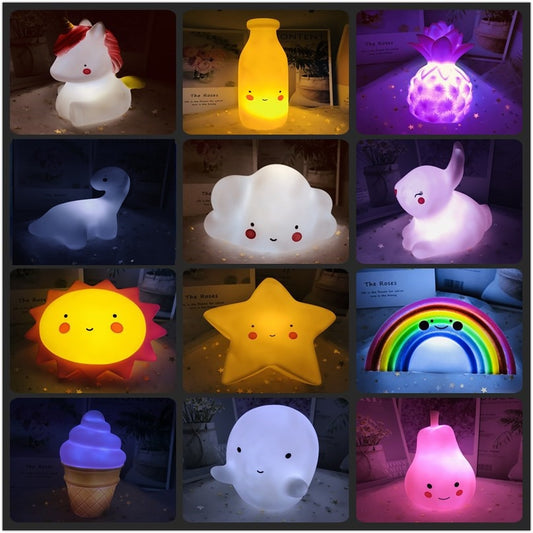 Led Children&#39;s Night Light Cartoon Dinosaur Table Lamp Soft Cute for Home Kid Bedroom Decoration Lamp Christmas Gift Baby Toys